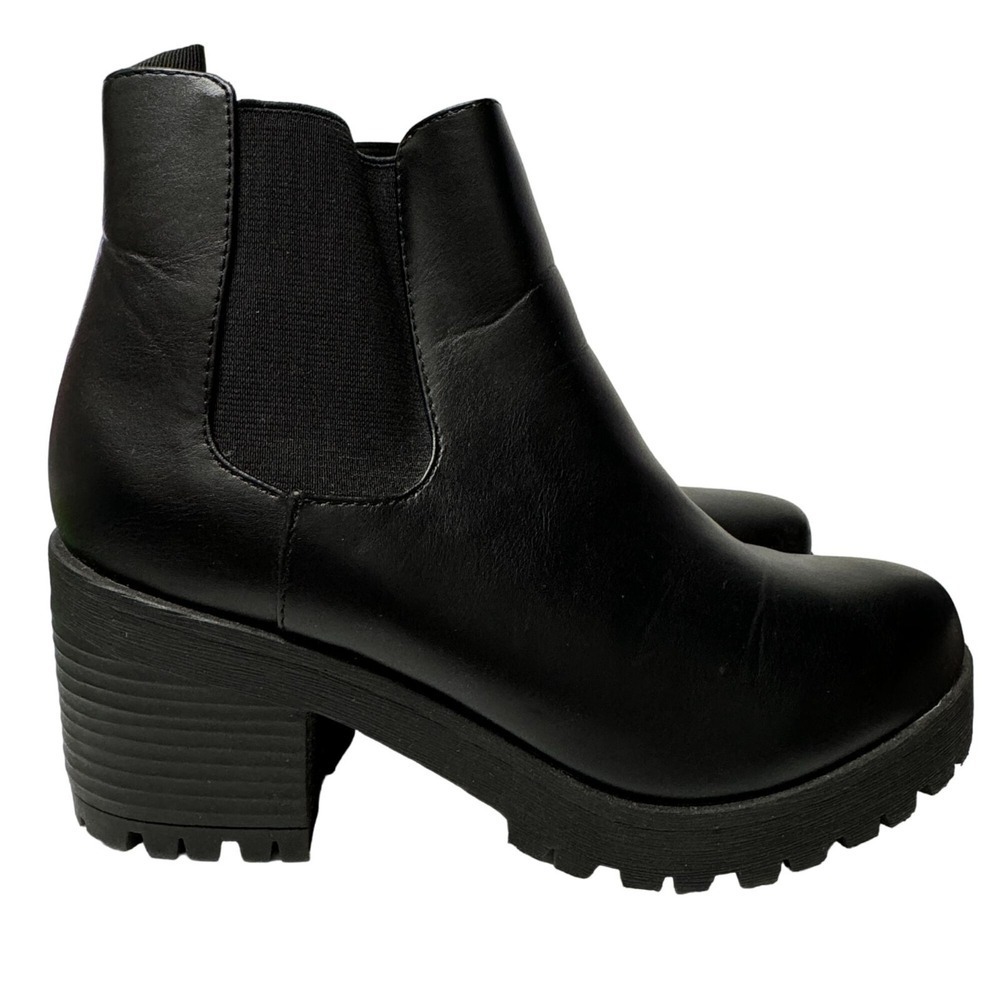 VTG Soda Jaber Ankle Boot Womens 8 Black Platform Chunky Heel Punk Gothic 1990s
